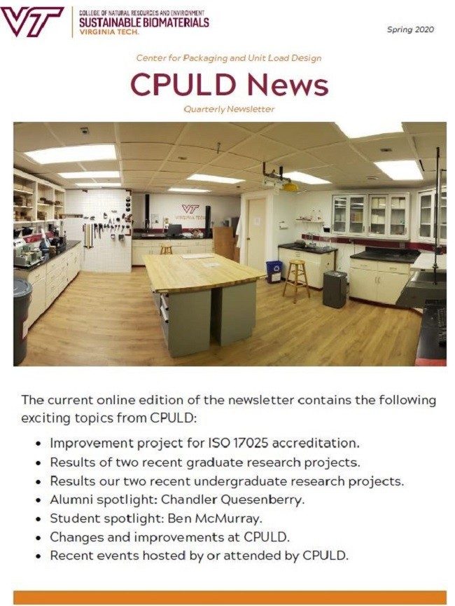 'CPULD News' Newsletters Center for Packaging and Unit Load Design